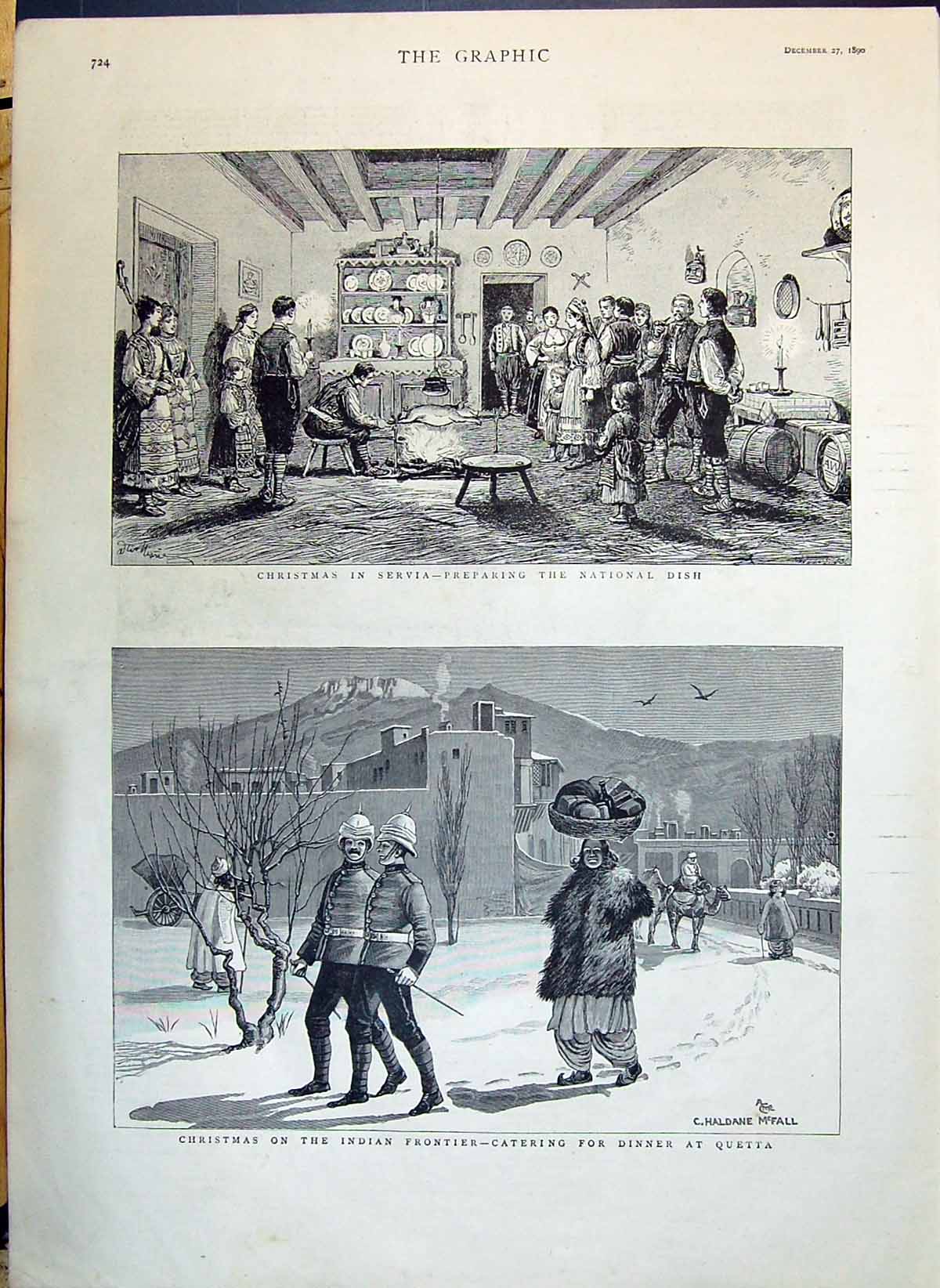 Old 1890 Christmas Servia Indian Frontier Dinner Quetta Kilkenny Elec Victorian