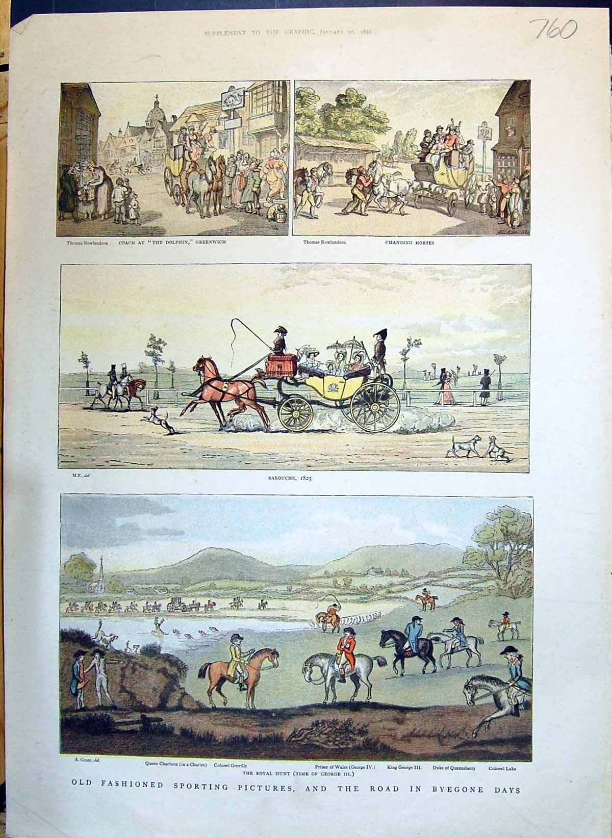 Old 1890 Sport Coaching Dolphin Greenwich Barouche Royal Hunt King Pr Victorian