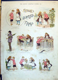 Antique Old Print 1890 Teddie'S Buffler Trap Children Playing Digging Garden