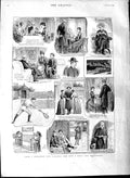 Original Old Antique Print 1891 Story Curates Daughters Tennis 19th