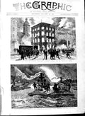Original Old Antique Print 1891 Fire Victoria Street Engine River Thames London