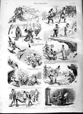 Original Old Antique Print 1891 Sketches Thrilling Adventures Tomkins Brigs