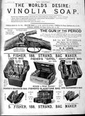 Original Old Antique Print 1891 Advertisement Vinola Soap Gun Fisher Bag Maker