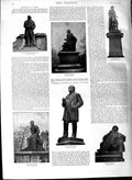 Original Old Antique Print 1891 Statues Hill Peabody Mill Brunel Burns William
