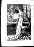 Original Old Antique Print 1891 Fine Art Amorosamente Lady Woman Piano 19th