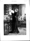 Old Antique Print 1891 Dicksee Fine Art Mother Little Girl Picture House 19th