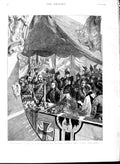 Original Old Antique Print 1891 Queen Portsmouth Naming Royal Sovereign Ship