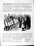Original Old Antique Print 1891 Queen Bluecoat Boys Christ Hospital Buckingham