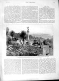 Original Old Antique Print 1891 Queen France Monument Duke Albany Villa Cannes