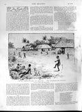 Old Antique Print 1891 Cricket India Embryo Graces Sport Native Children 19th