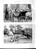 Original Old Antique Print 1891 Royal Military Tournament Windsor Queen Derby