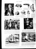 Original Old Antique Print 1891 Royal Navy Exhibition Elphinstone Ships Nelson