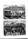 Old Antique Print 1891 Eton Boy'S School Boat Race Cricket Sport Fine Art 19th