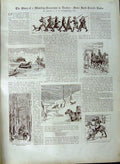 Original Old Antique Print 1891 Shooting Ducks Turkey Belgrade Therapia Chelabi