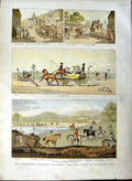 Original Old Antique Print 1891 Colour Horses Hunting Barouche King George 19th
