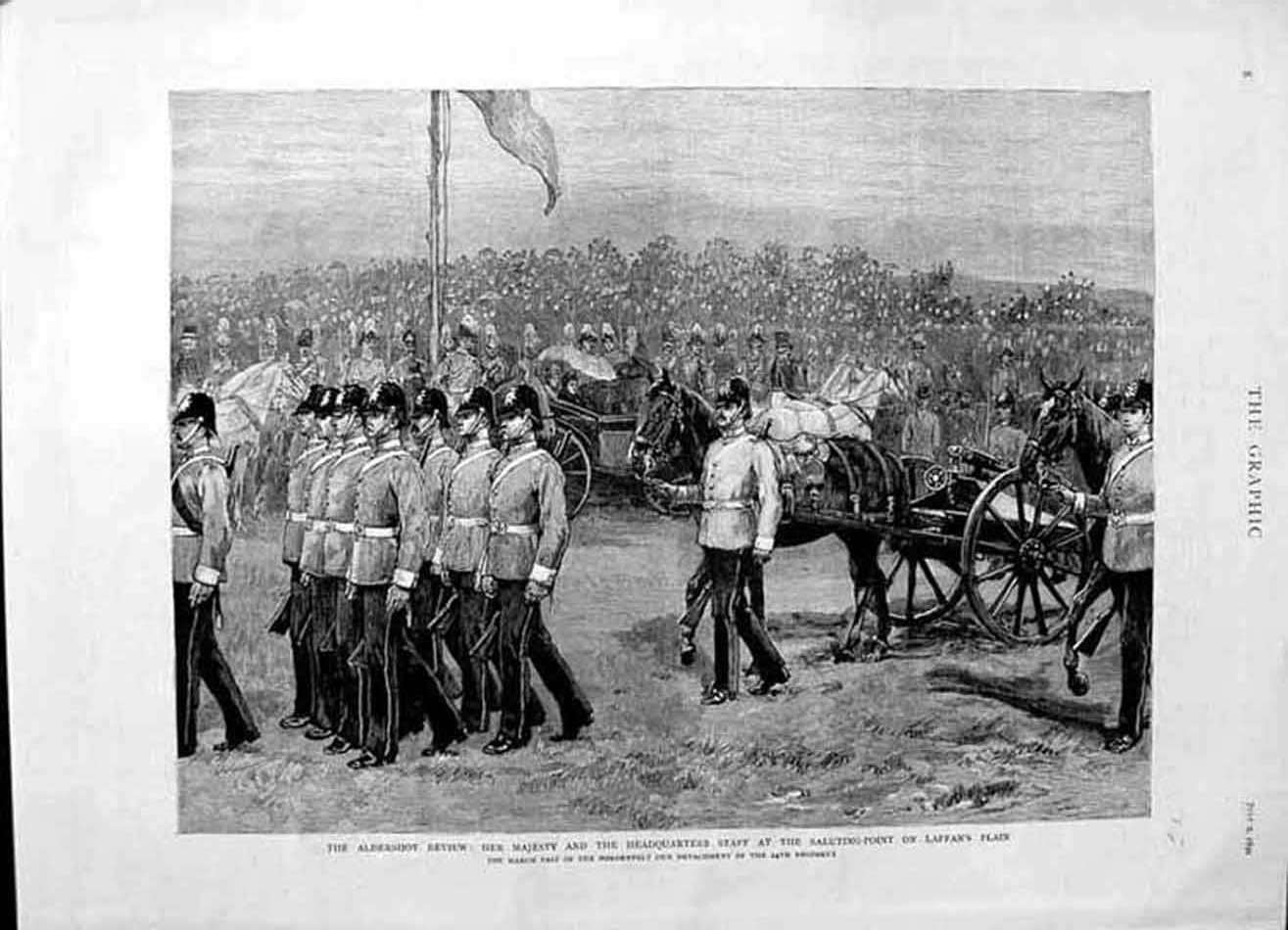 Original Old Antique Print 1892 Aldershot Review Queen Laffan'S Plain Siers