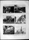 Original Old Antique Print 1892 Bolsover Castle Chatsworth Haddon Church Buxton