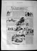 Old Antique Print 1892 Portsmouth Wolsey Tower Guildford Castle Godalming 19th