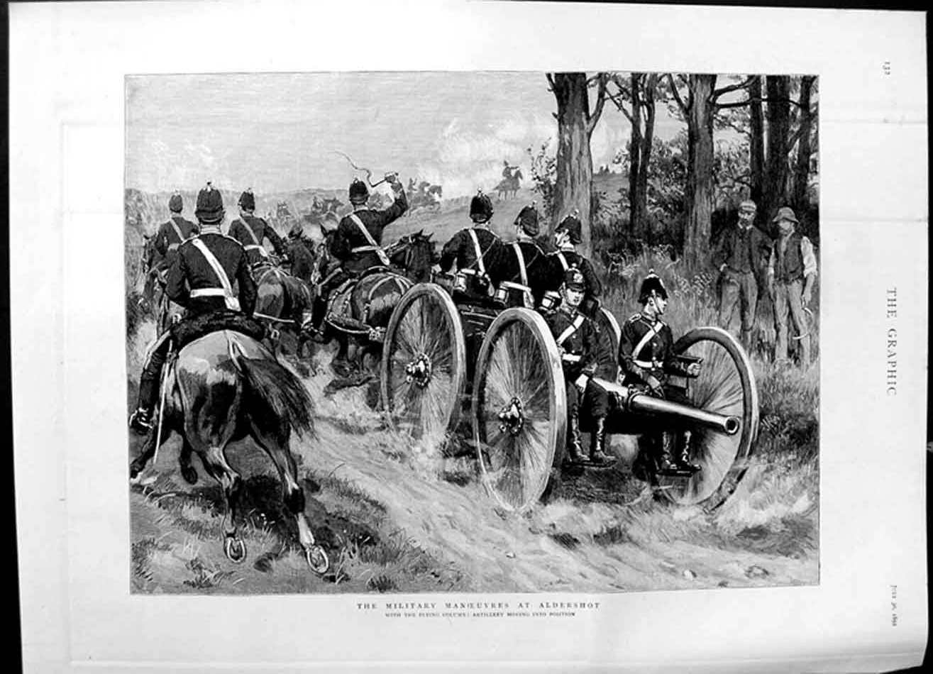 Old Antique Print 1892 Military Manoeuvres Aldershot Cook Claughton Men 19th