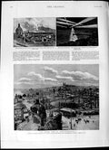 Old Antique Print 1892 Fire Newfoundland Eruption Mount Etna Blue Ships 19th
