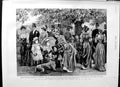 Original Old Antique Print 1892 Church Parade Ladies Men Fashion Dog Fine Art