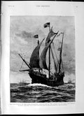 Original Old Antique Print 1892 Caravel Santa Maria Ship Palace PeterhNatal