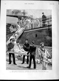 Old Antique Print 1892 Naval Manoeuvres Dead Wounded Drill Sailors Navy 19th