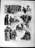 Original Old Antique Print 1892 Children Boys Holidays Train 19th