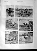 Old Antique Print 1892 Hunting Red Deer New Forest Bushey Bradley Sport 19th
