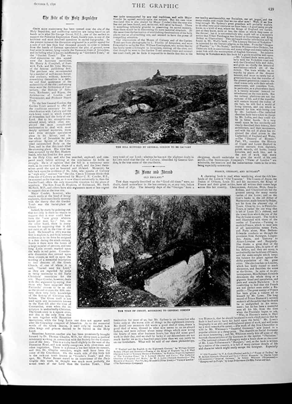 Old Antique Print 1892 Tomb Christ Madulein Engadine Muhlen Cresta Moritz 19th