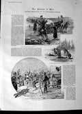 Original Old Antique Print 1892 War Russo-German Frontier Cossack Map Hetman