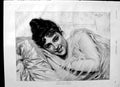 Original Old Antique Print 1892 Portrait Dolce Far Niente Tito Conti Victorian