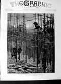 Old Antique Print 1892 Men Hunting Jumping Capercailzie Northern Europe 19th