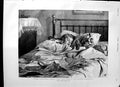 Original Old Antique Print 1892 Christmas Little Boy Bed Toys Robert Barnes