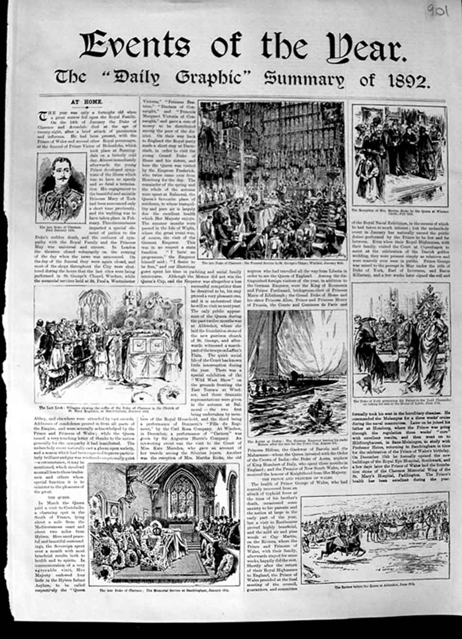 Original Old Antique Print 1892 Daily Graphic Events Year Advertisement Mellins