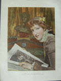 Old Antique Print 1892 Alma Tadema Colour Portrait Beautiful Lady Woman 19th