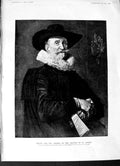 Original Old Antique Print 1892 Portrait Johann Van Loo Colonel Archers George