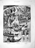 Old Antique Print 1892 Venice Olympia Barge Spring Fort Chioggia Bassanio 19th
