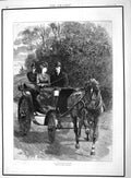 Original Old Antique Print 1892 Man Lady Horse Carriage C 19th Century