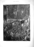 Original Old Antique Print 1892 Funeral Cardinal Manning Requiem Mass Brompton