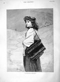 Original Old Antique Print 1892 Edward Patry Portrait Wandering Minstrel Lady