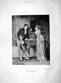 Original Old Antique Print 1892 Honeymoon Man Lady Romance Haynes W Victorian