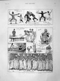 Original Old Antique Print 1892 Oxford Fencing Clarendon Frogs Aristophan 19th