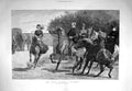Original Old Antique Print 1892 Riding Master Handful Lady Men Horses C 19th