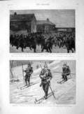 Original Old Antique Print 1892 Coal Miners Police Hebburn German Siers 19th