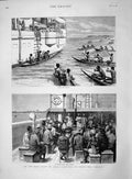 Old Antique Print 1892 Africa Ship H.M.S. Magpie Natives Kroo Chiefs Fish 19th