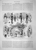 Original Old Antique Print 1892 Uniformas Colonial Defences Ceylon Lascar Mufti