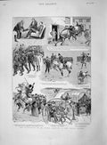 Original Old Antique Print 1892 Easter Review Siers War Horses Coach Victorian