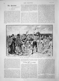 Original Old Antique Print 1892 Football France Rosslyn London Levallois 19th