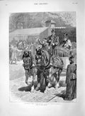 Original Old Antique Print 1892 May-Day Cart Horse Parade Prize Winners C 19th